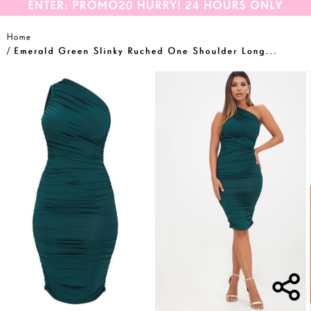 NWT Emerald Green One Shoulder Dress
